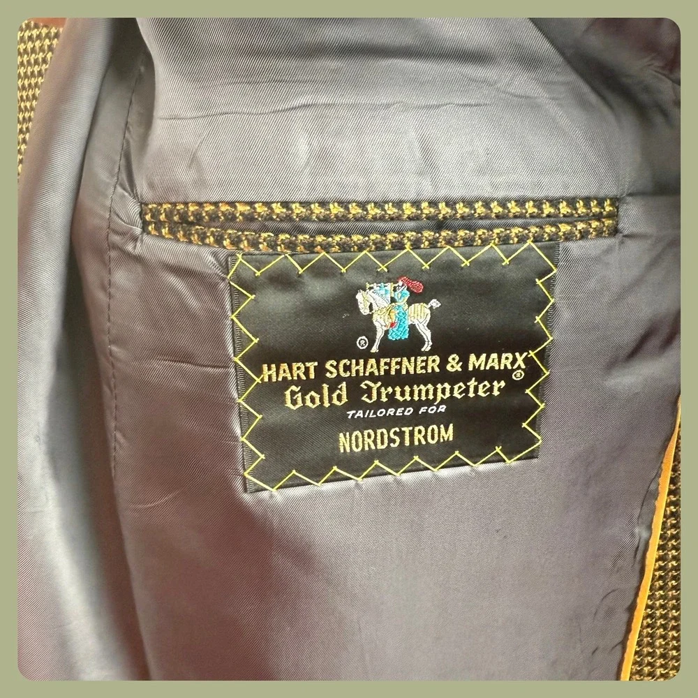 Vintage Hart‎ Schaffner Marx Nordstrom Mens Blazer Sport Coat Jacket Houndstooth